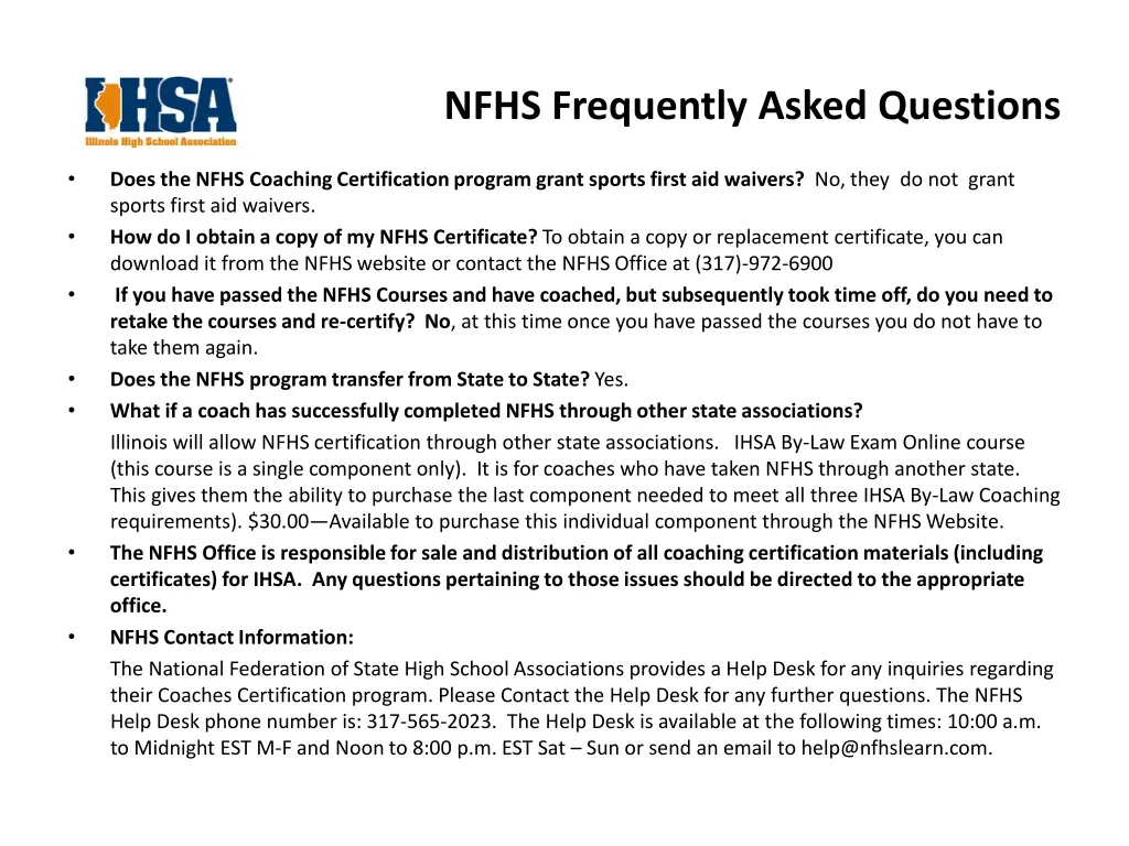 nfhs frequently asked questions