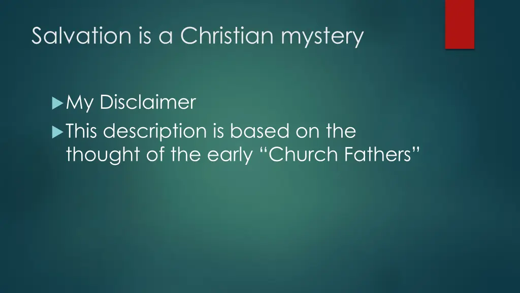 salvation is a christian mystery