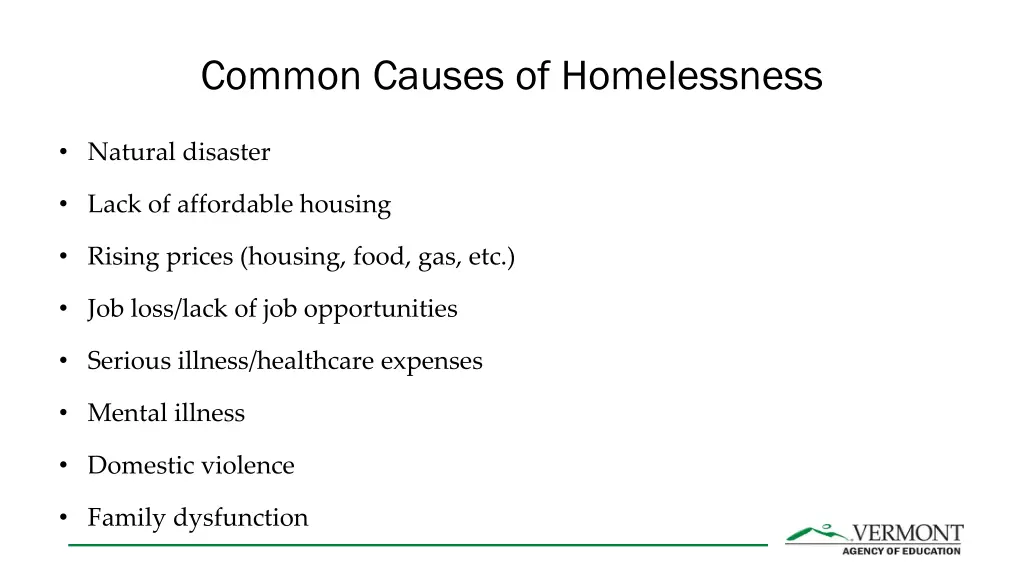 common causes of homelessness