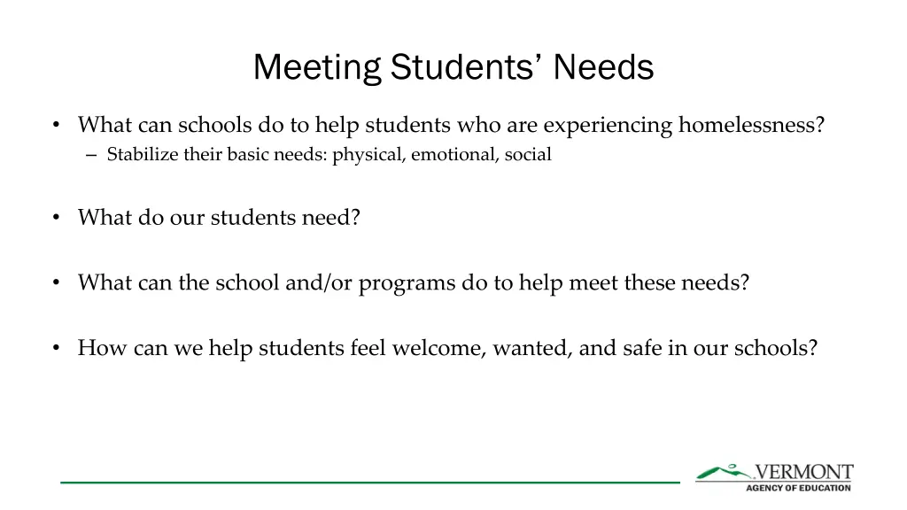 meeting students needs