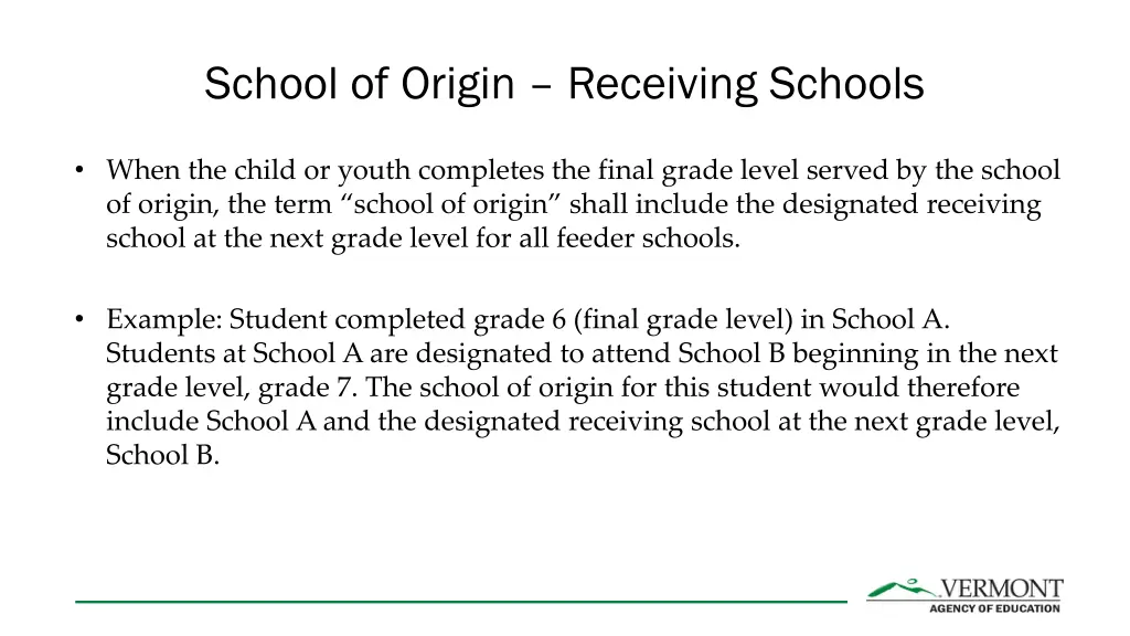 school of origin receiving schools