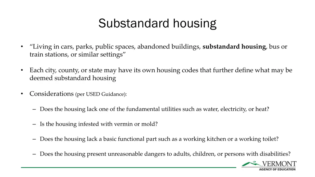 substandard housing