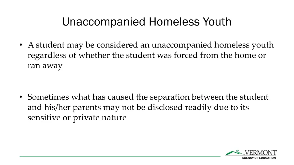 unaccompanied homeless youth