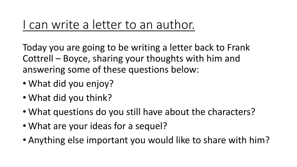 i can write a letter to an author