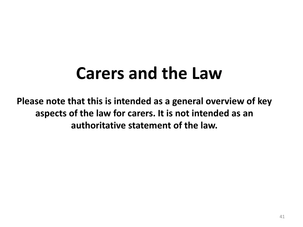 carers and the law