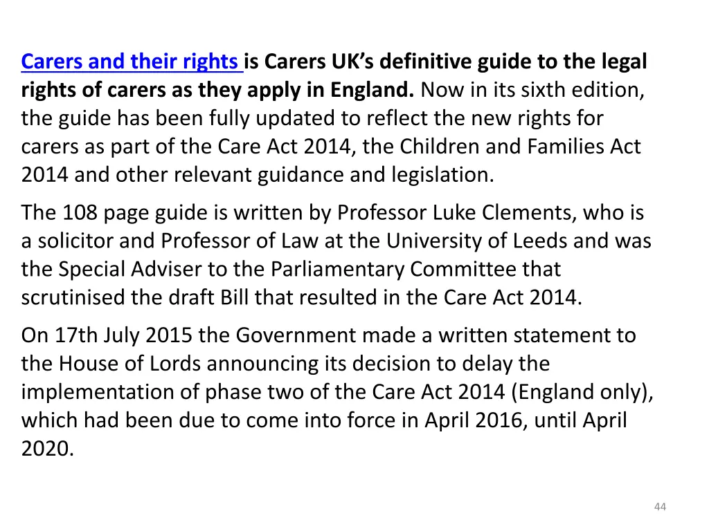 carers and their rights is carers uk s definitive