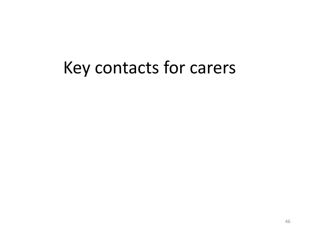 key contacts for carers