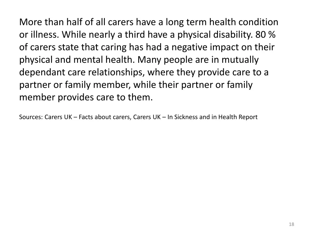 more than half of all carers have a long term