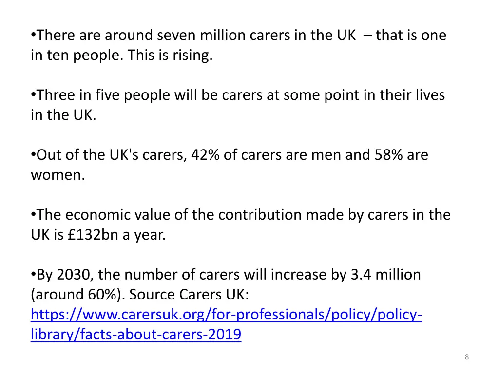 there are around seven million carers