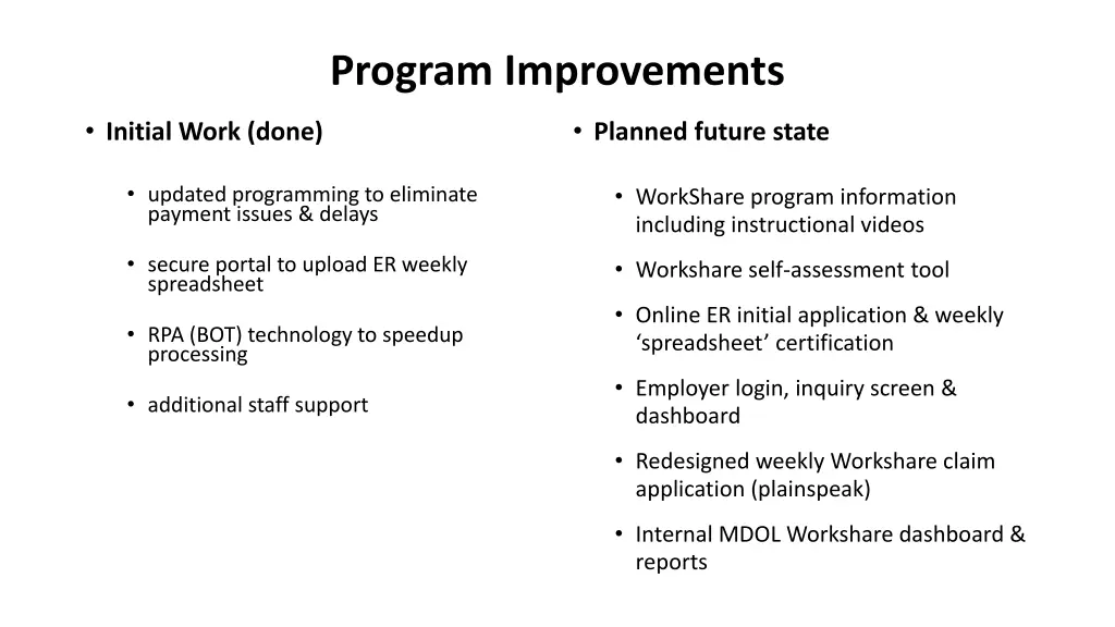 program improvements