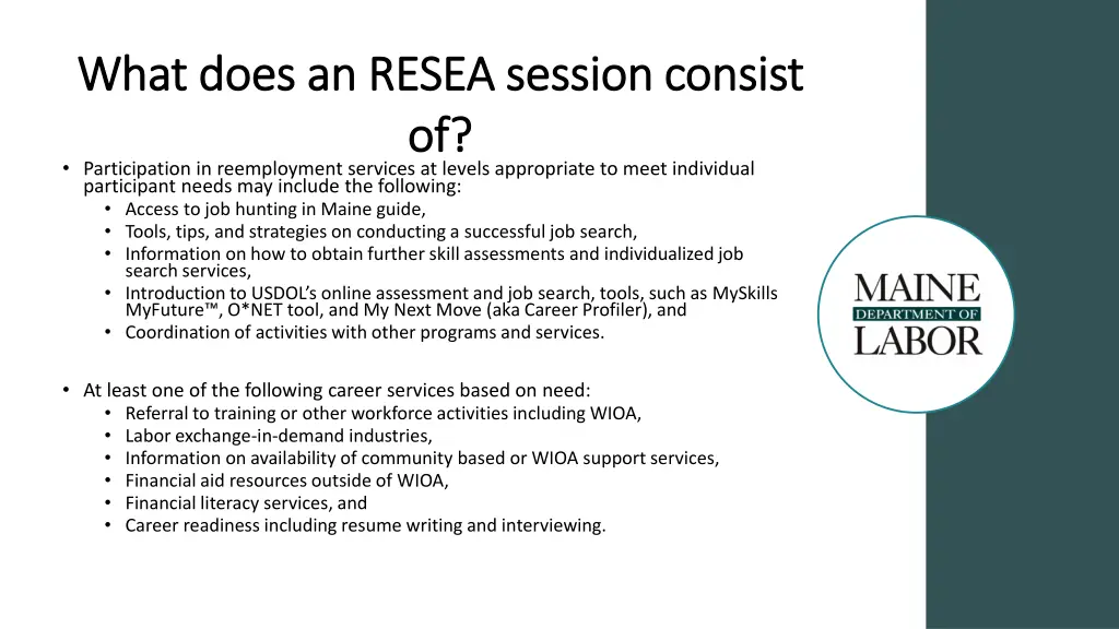 what does an resea session consist what does 1