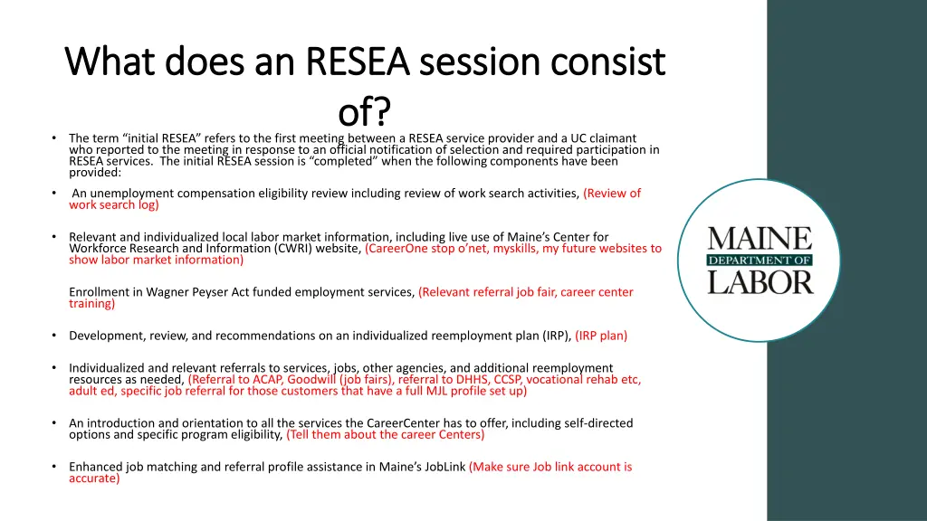 what does an resea session consist what does