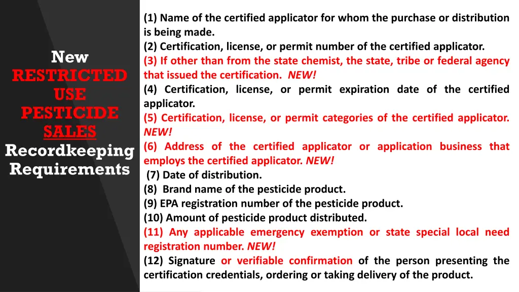 1 name of the certified applicator for whom