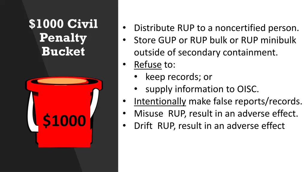 1000 civil penalty bucket