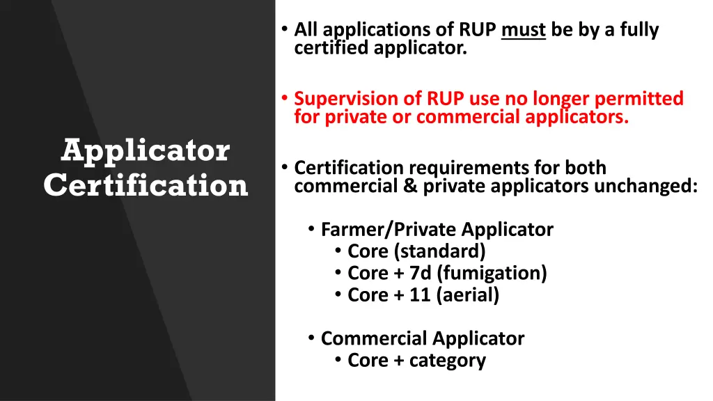 all applications of rup must be by a fully