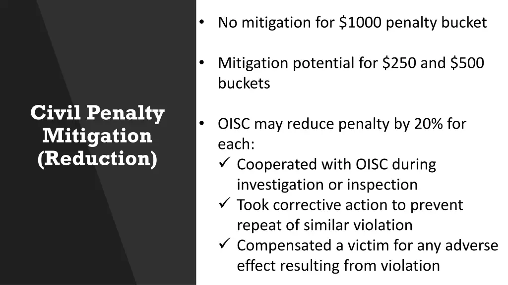 no mitigation for 1000 penalty bucket