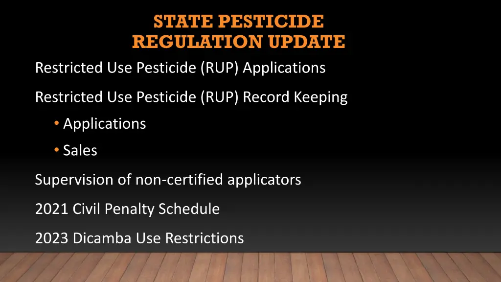 state pesticide regulation update restricted