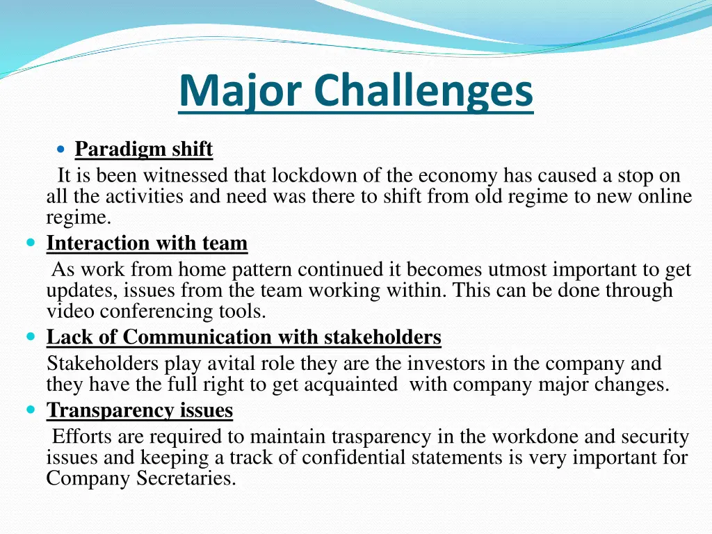 major challenges