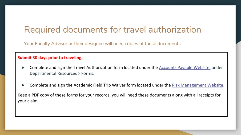 required documents for travel authorization