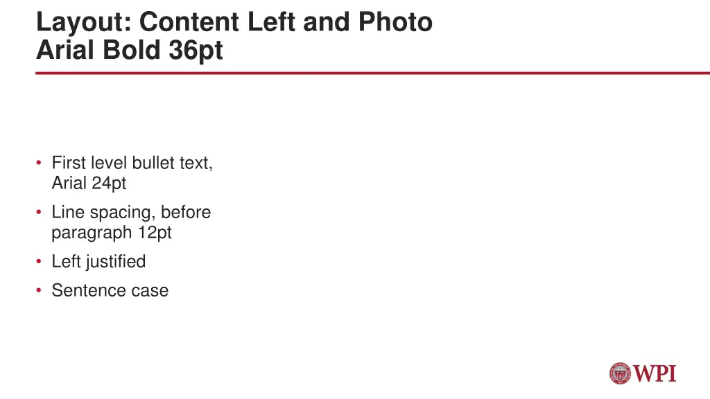 layout content left and photo arial bold 36pt