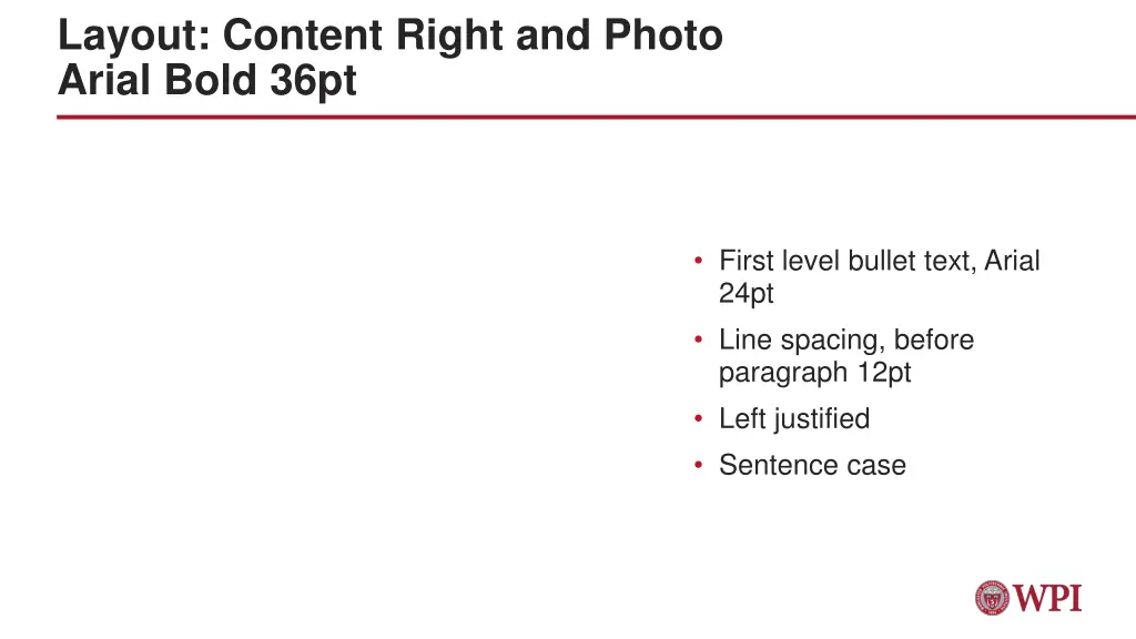 layout content right and photo arial bold 36pt