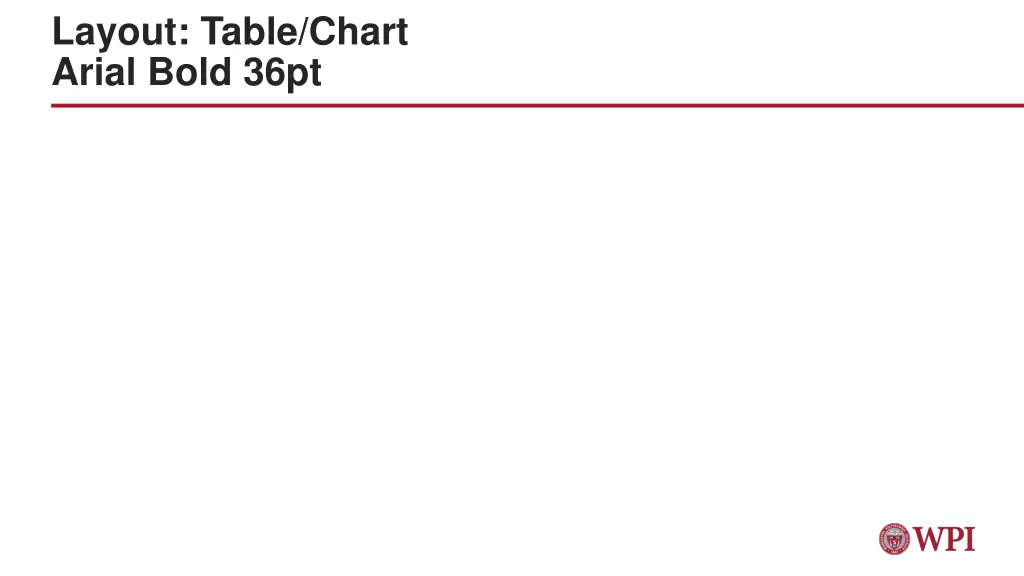 layout table chart arial bold 36pt