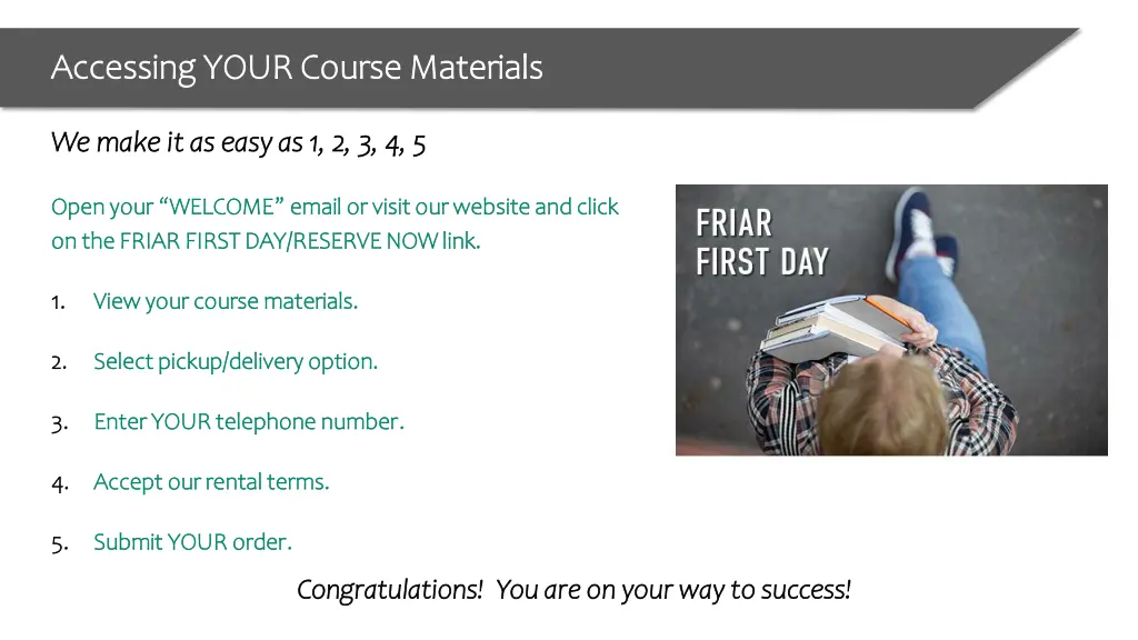 accessing your course materials accessing your