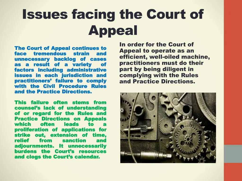 issues facing the court of appeal