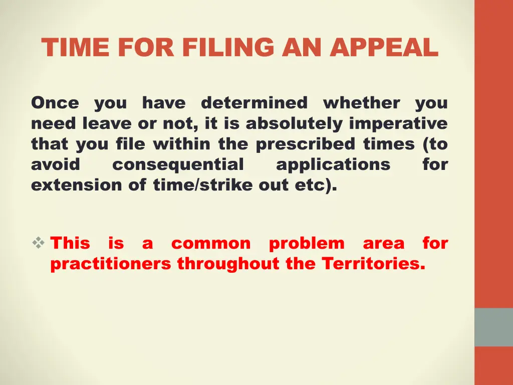 time for filing an appeal