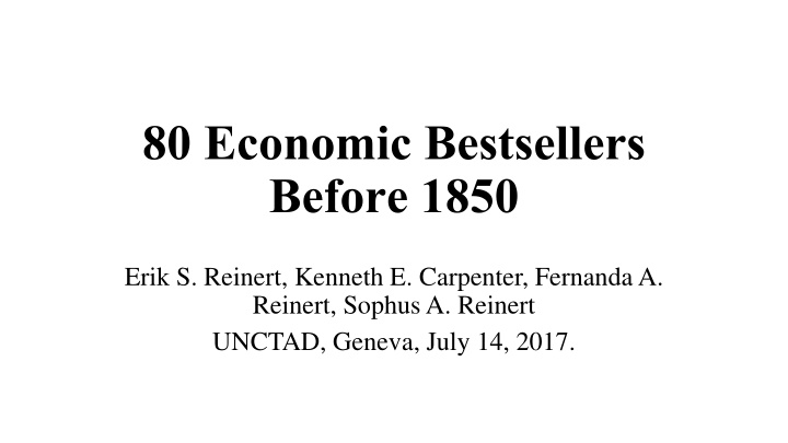 80 economic bestsellers before 1850