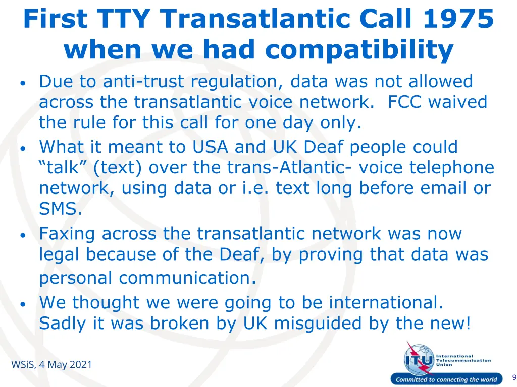 first tty transatlantic call 1975 when