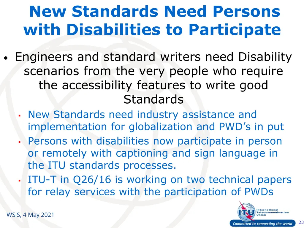 new standards need persons with disabilities