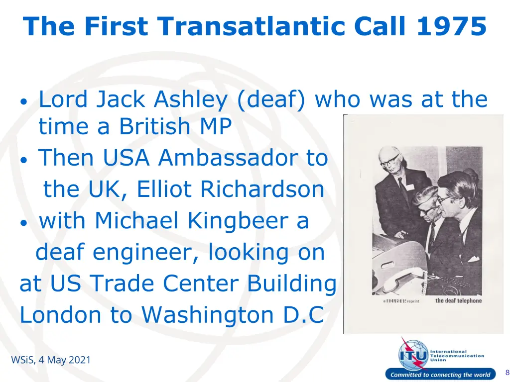 the first transatlantic call 1975