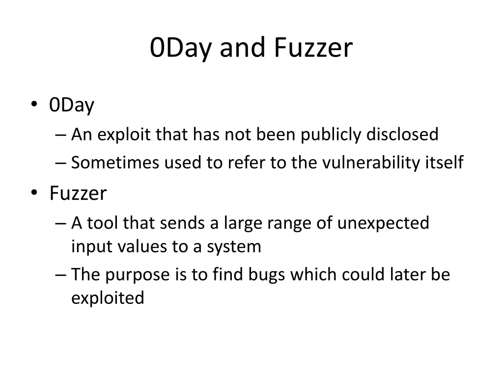 0day and fuzzer