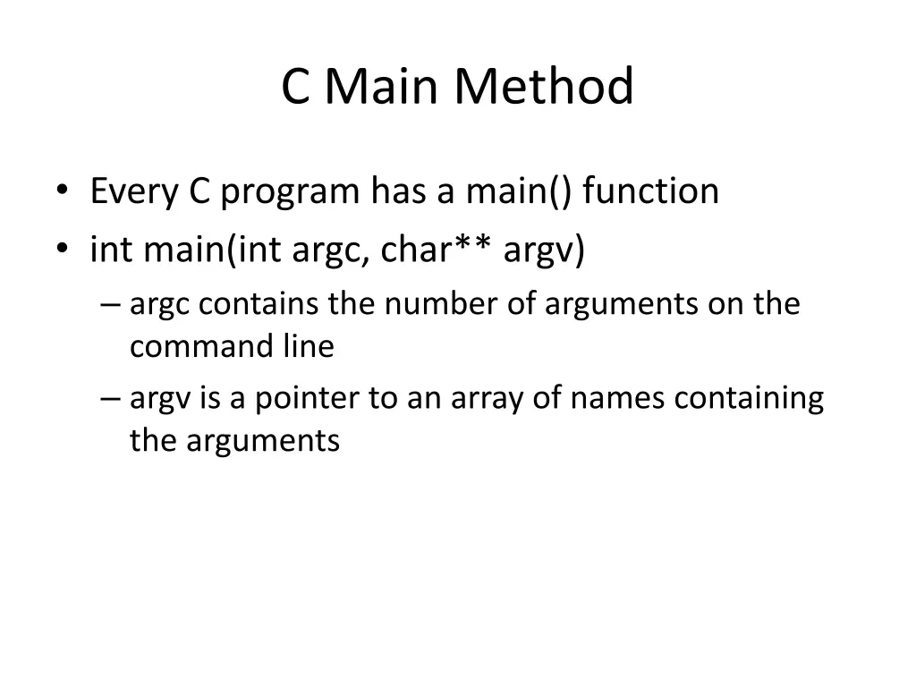 c main method