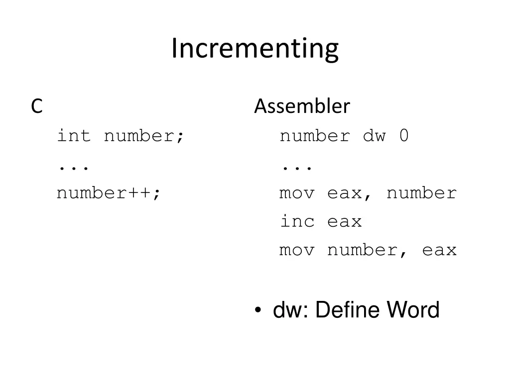 incrementing