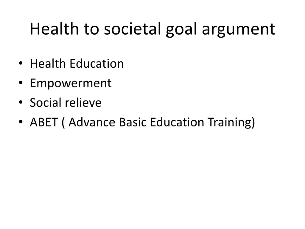 health to societal goal argument