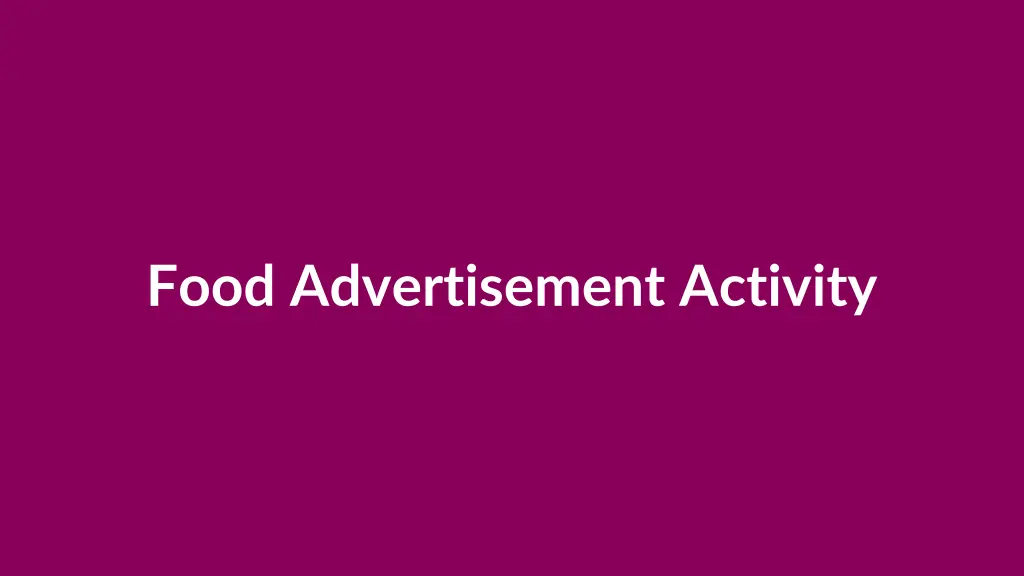 food advertisement activity