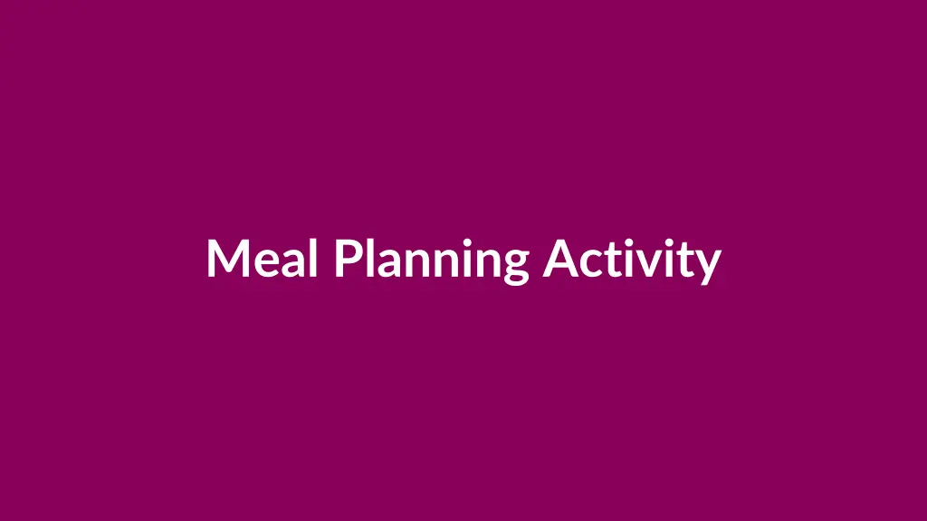 meal planning activity