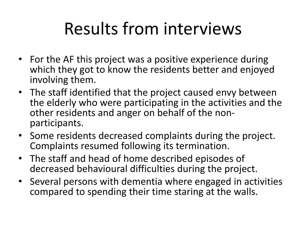 results from interviews