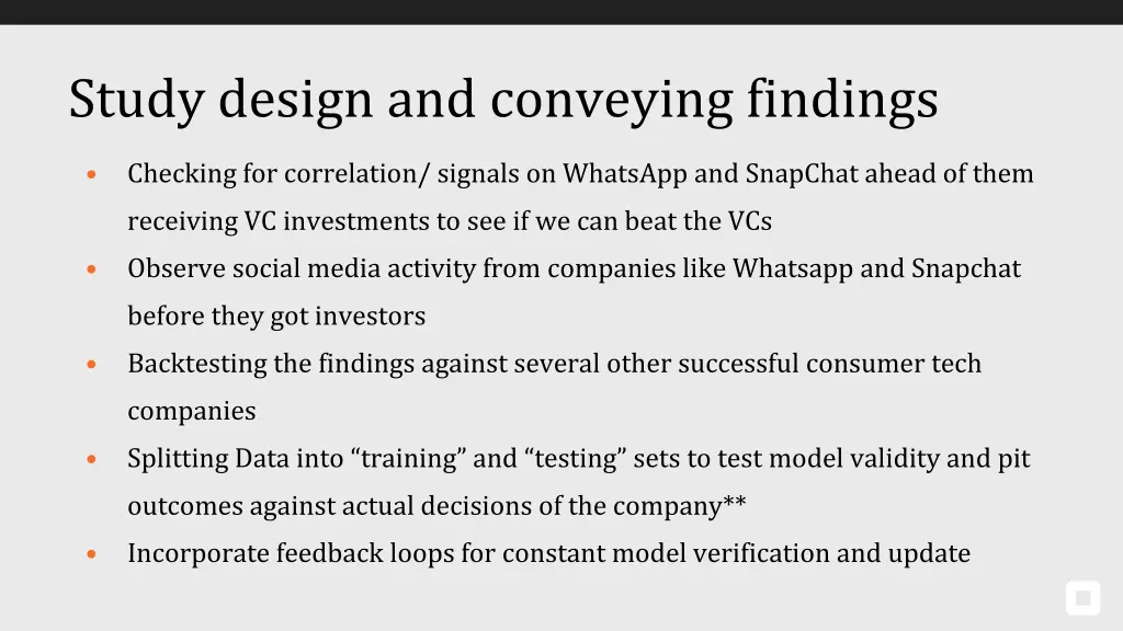 study design and conveying findings