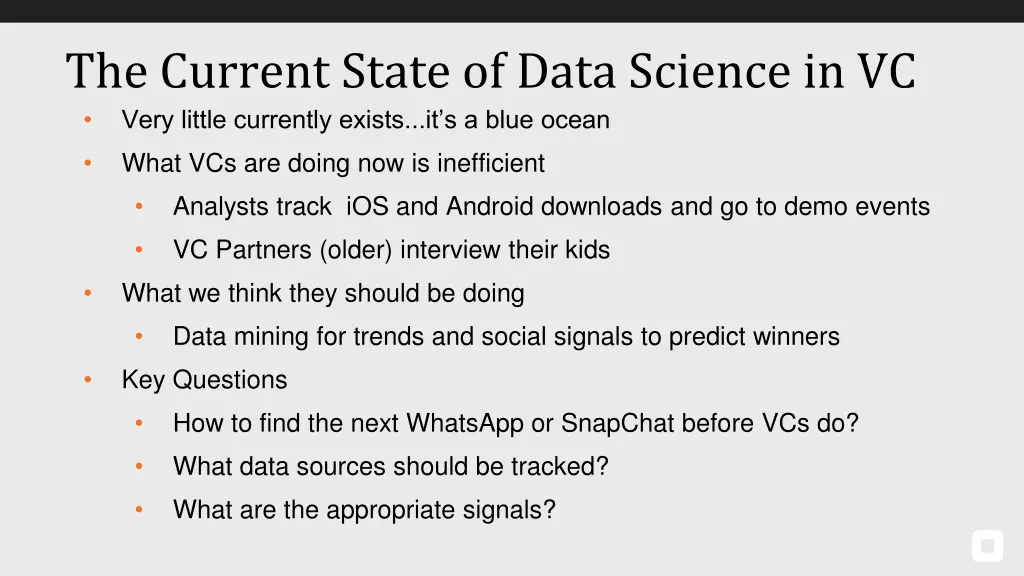 the current state of data science in vc very