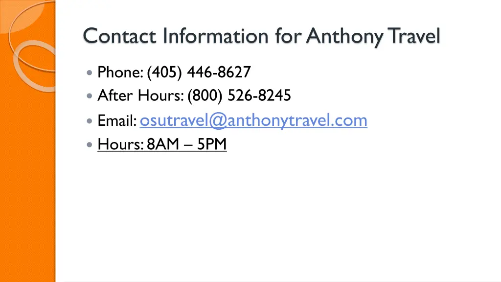 contact information for anthony travel