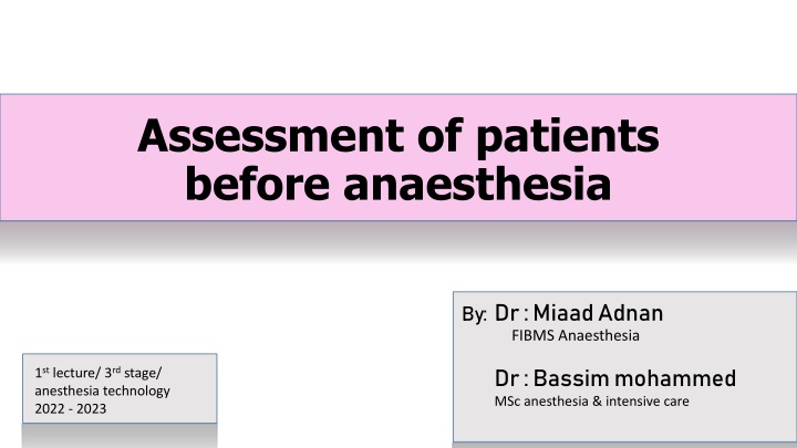 assessment of patients before anaesthesia