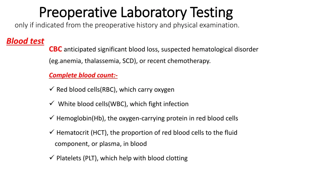 preoperative laboratory testing preoperative