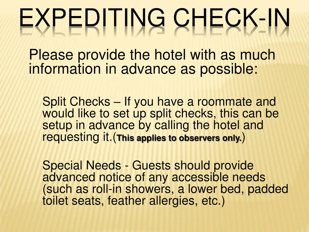 expediting check in