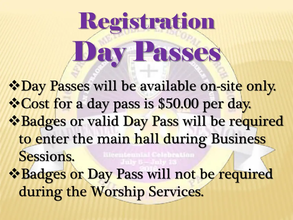 registration day passes