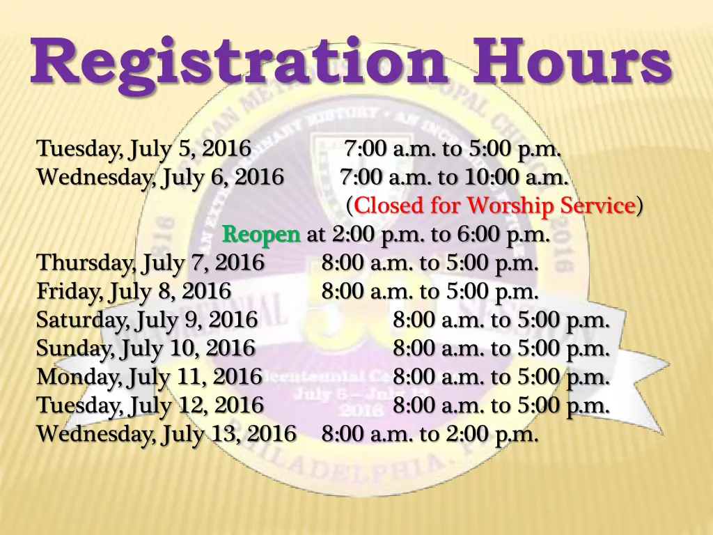 registration hours