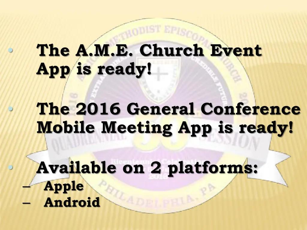 the a m e church event app is ready