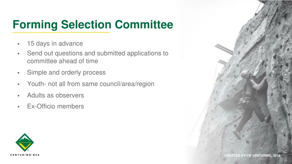 forming selection committee